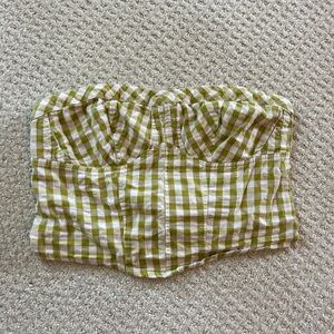 Free People Leilani Tube Top in Green Gingham